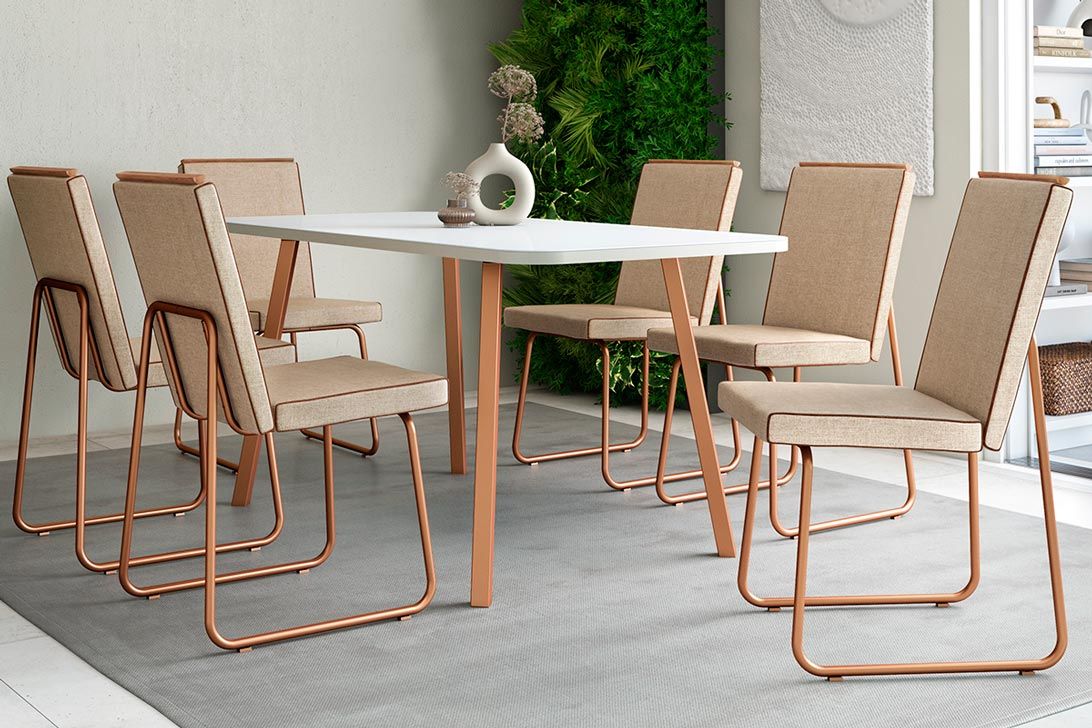 Cadeira Sala de Jantar Lira 1752 Kit 6 Uni - Carraro