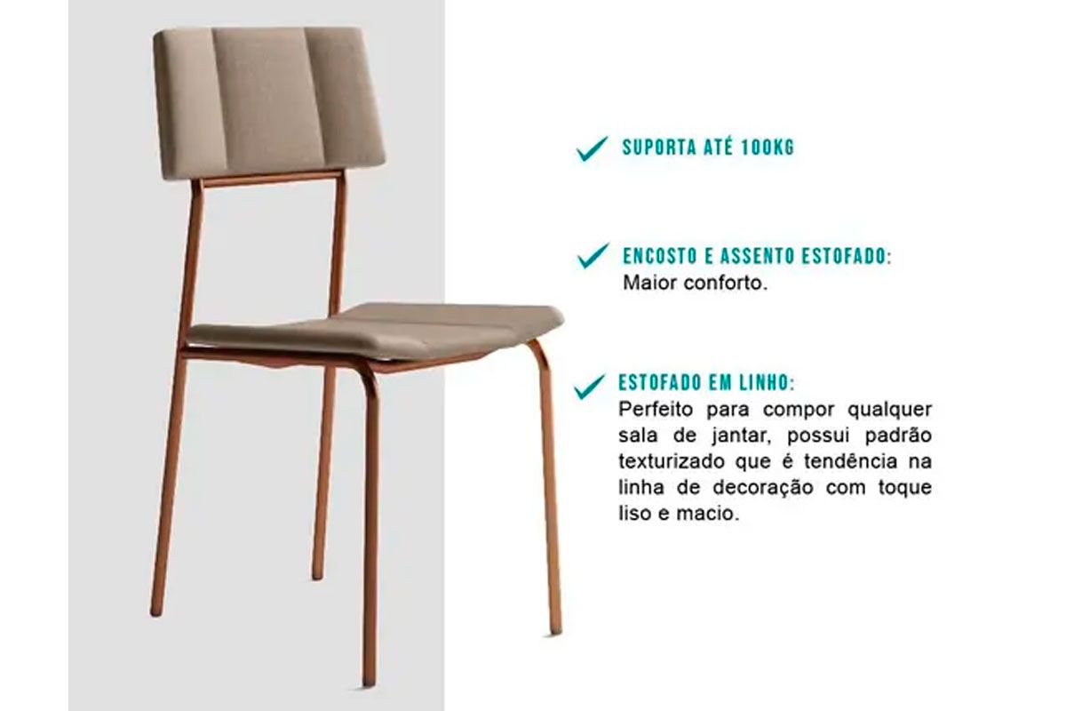 Cadeira Sala de Jantar Lou 1742 Kit 4 Uni - Carraro