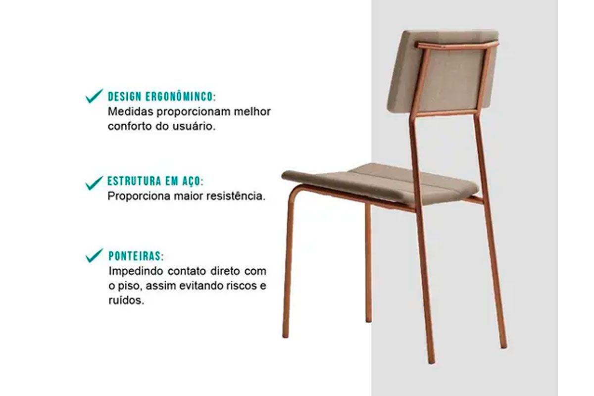 Cadeira Sala de Jantar Lou 1742 Kit 6 Uni - Carraro