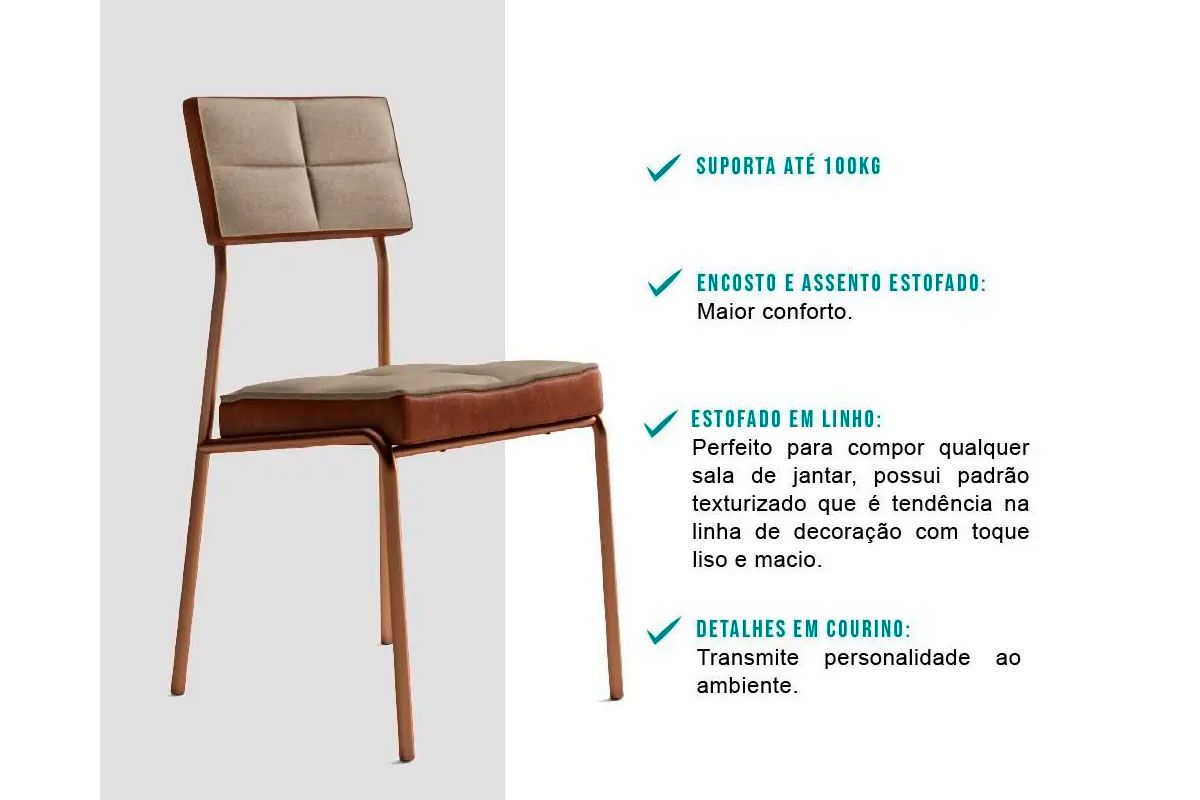Cadeira Sala de Jantar Neo 1740 Kit 6 Uni - Carraro