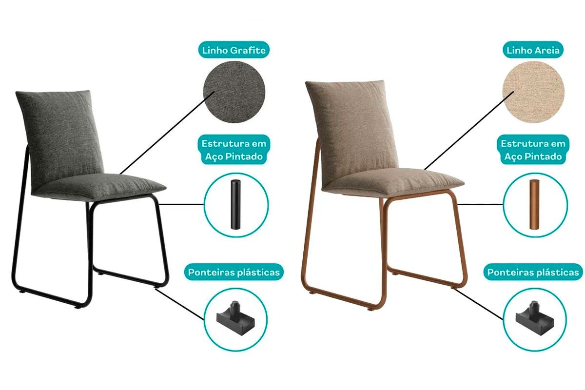 Cadeira Sala de Jantar Soft 1750 Kit 6 Uni - Carraro