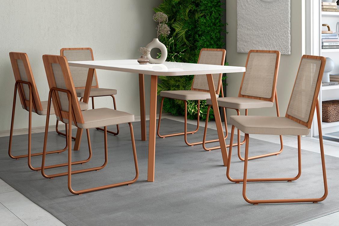 Cadeira Sala de Jantar Wood 1751 Kit 6 Uni - Carraro