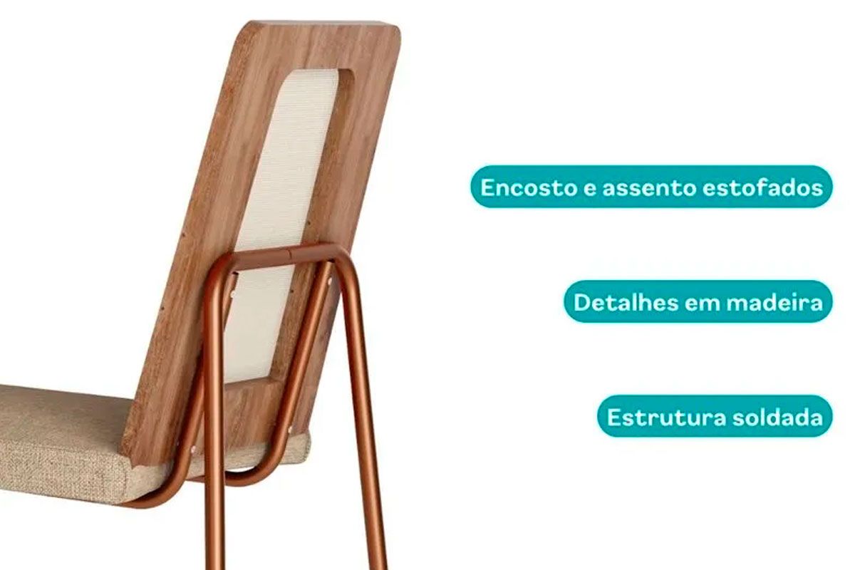 Cadeira Sala de Jantar Wood 1751 Kit 6 Uni - Carraro