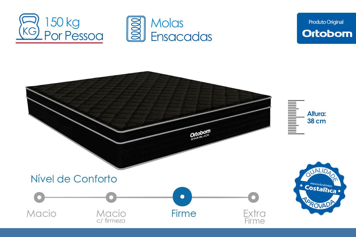 Colchão Molas Ensacadas Ortobom Star Black