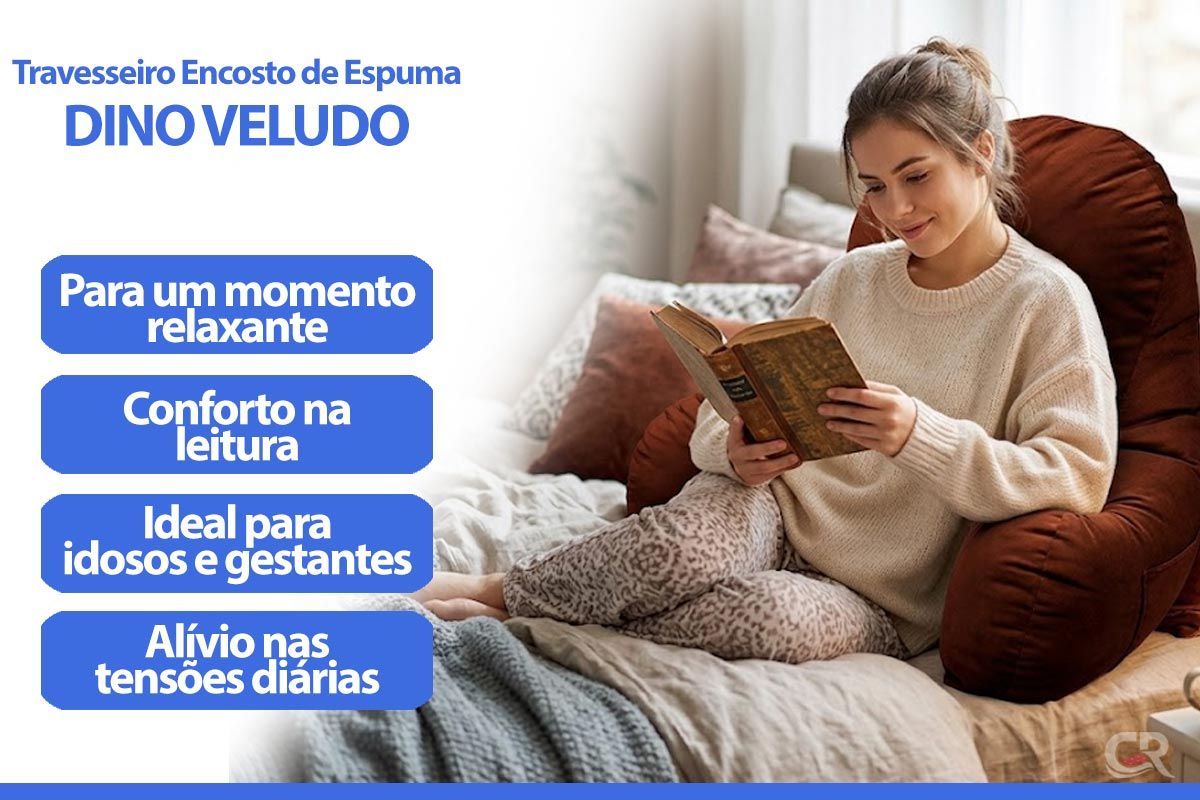 Travesseiro Espuma Encosto Dino Veludo Brown Ortobom