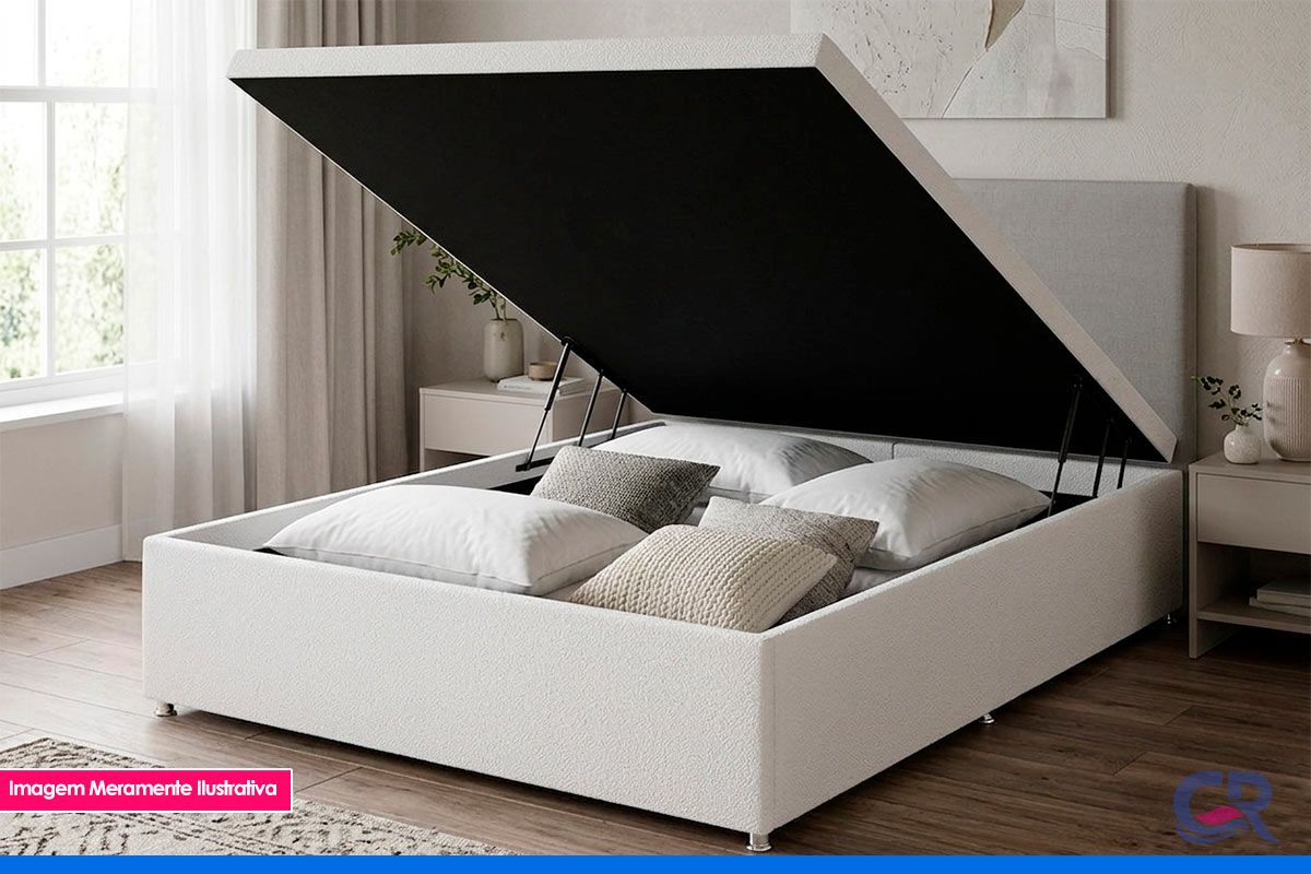 Cama Box Baú Ortobom Physical Tecido White
