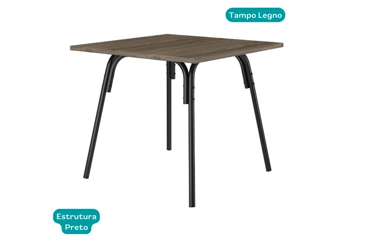 Mesa Jantar 1569 c/Tampo Madeirado 90cm Carraro