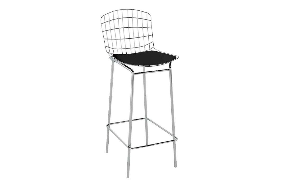 Banqueta Sala de Jantar Trama PB22CR 1 Un PozzaCromado/Corano Preto