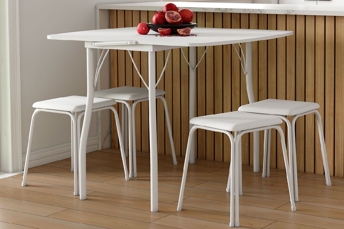 Mesa de Sala Jantar Dobrável e 4 Banquetas 1748 - Carraro