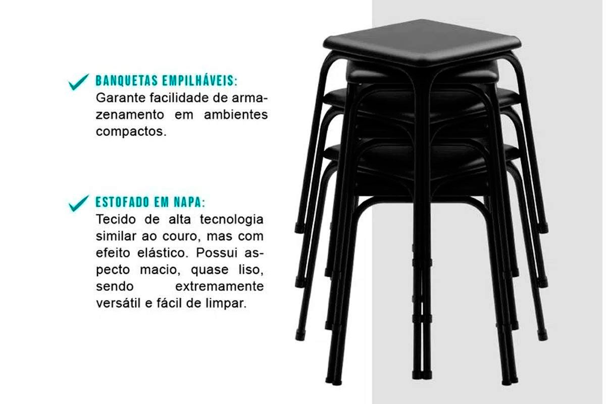 Mesa de Sala Jantar Dobrável e 4 Banquetas 1748 - Carraro