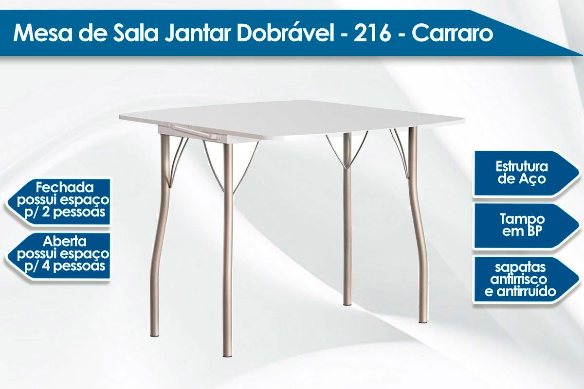 Mesa de Sala Jantar Dobrável e 4 Banquetas 1748 - Carraro