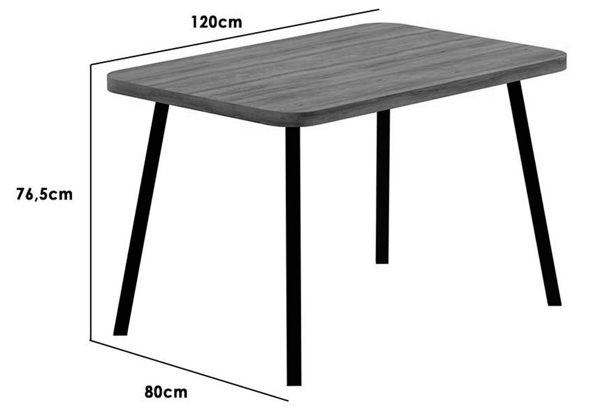 Sala Jantar Mesa Stellar 1598 Aço c/ Tampo Madeirado 120x80cm e 4 Cadeiras Duo - Carraro