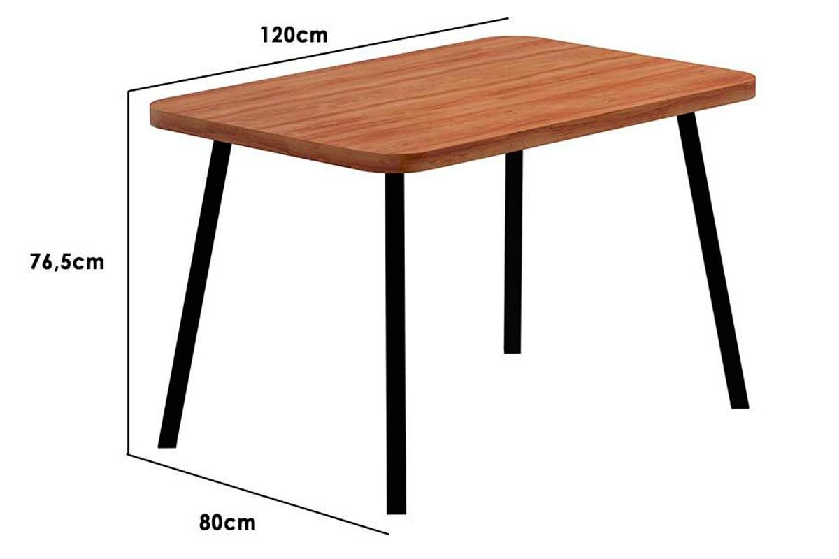 Sala de Jantar Completa Stellar 1598 Aço c/ Tampo Madeirado 120x80cm e 4 Cadeiras Lux - Carraro