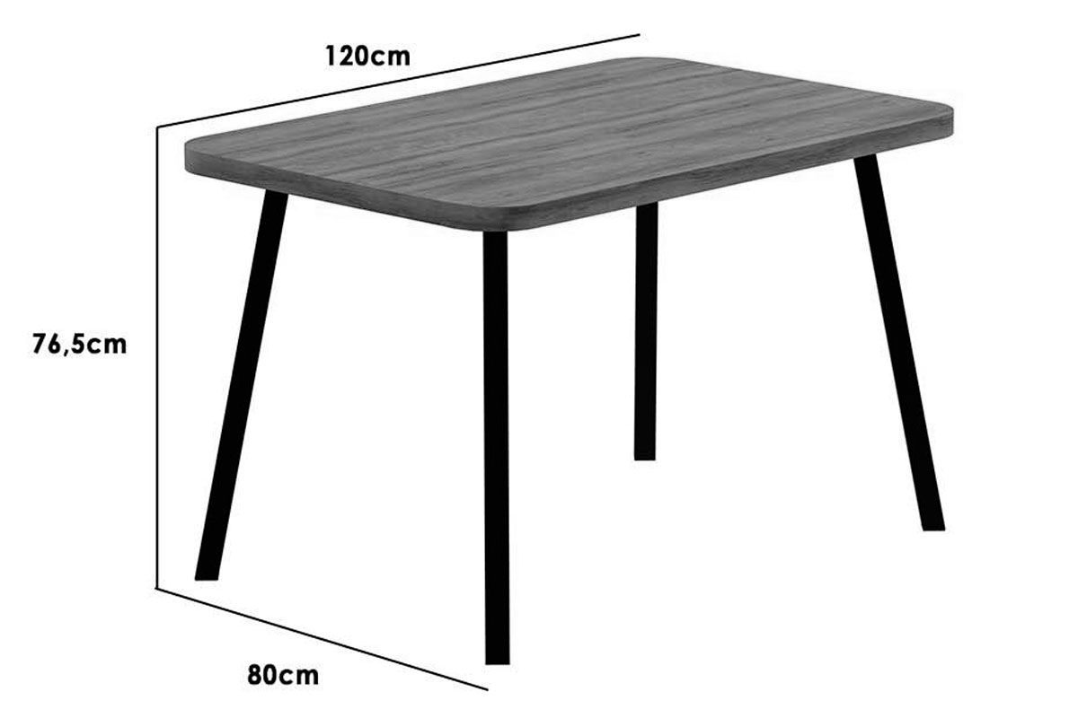 Sala Jantar Mesa Stellar 1598 Aço c/ Tampo Madeirado 120x80cm e 4 Cadeiras Soft - Carraro