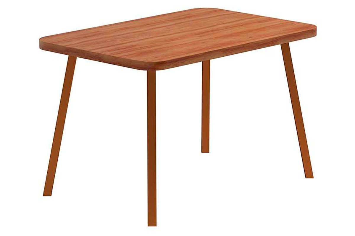Sala Jantar Mesa Stellar 1598 Aço c/ Tampo Madeirado 120x80cm e 4 Cadeiras Soft - Carraro