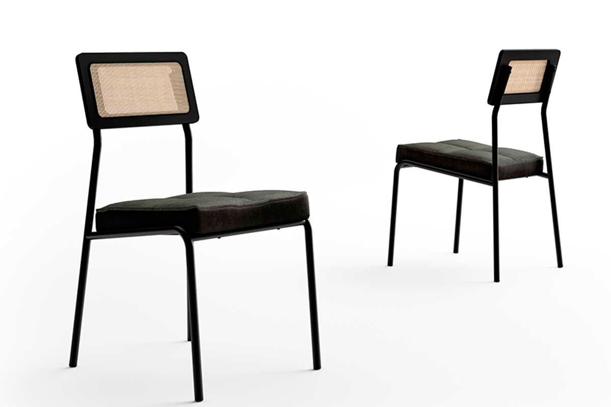 Sala de Jantar Completa Stellar 1597 Aço c/ Tampo Madeirado 160x90cm e 6 Cadeiras Lux - Carraro