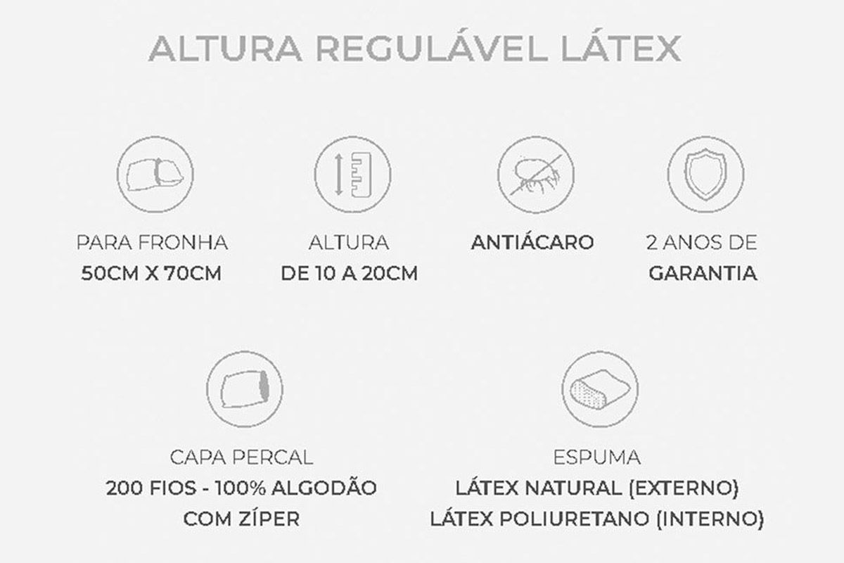 Travesseiro Látex Kit 2un RL1103 Regulável Duoflex