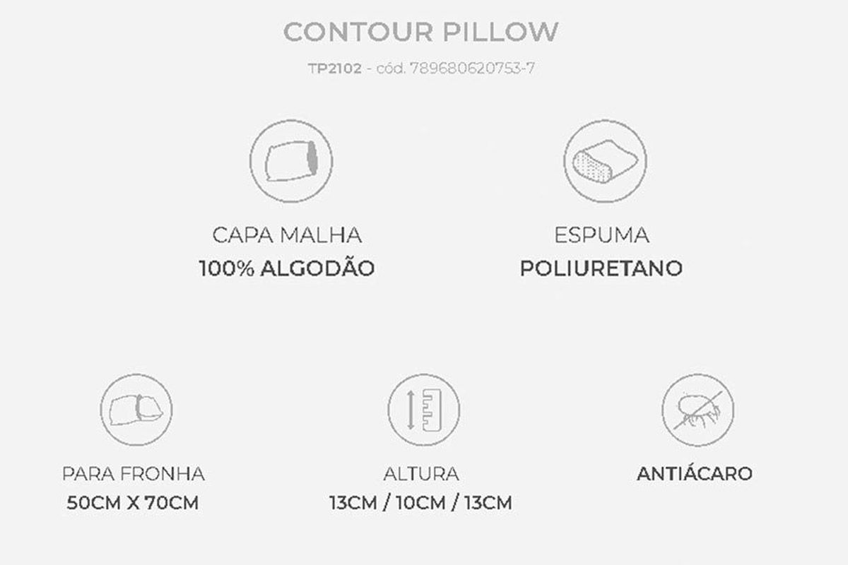 Travesseiro Espuma Contour Pillow TP2102 4Un Duoflex