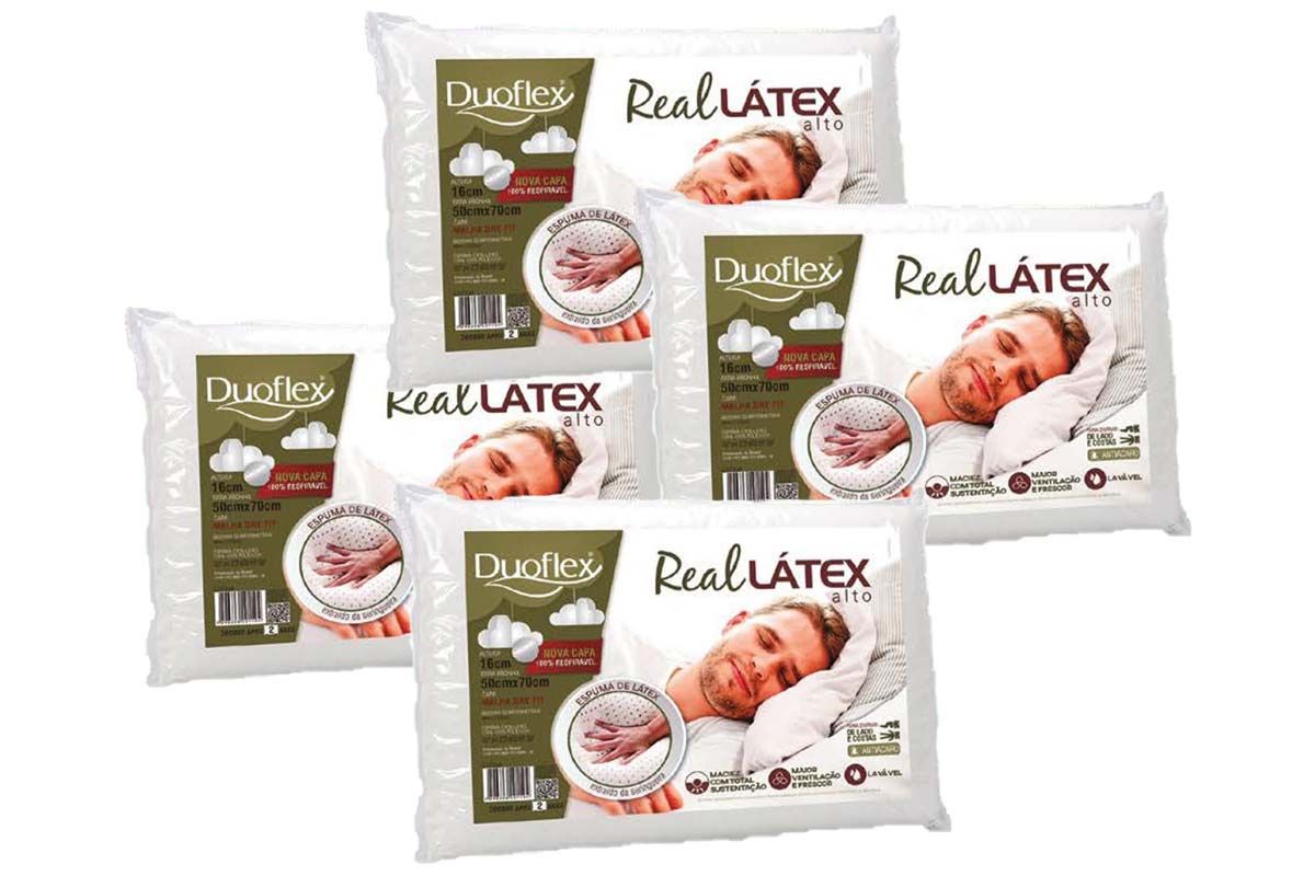 Travesseiro Látex Kit 4un Real Alto LS1100 Duoflex