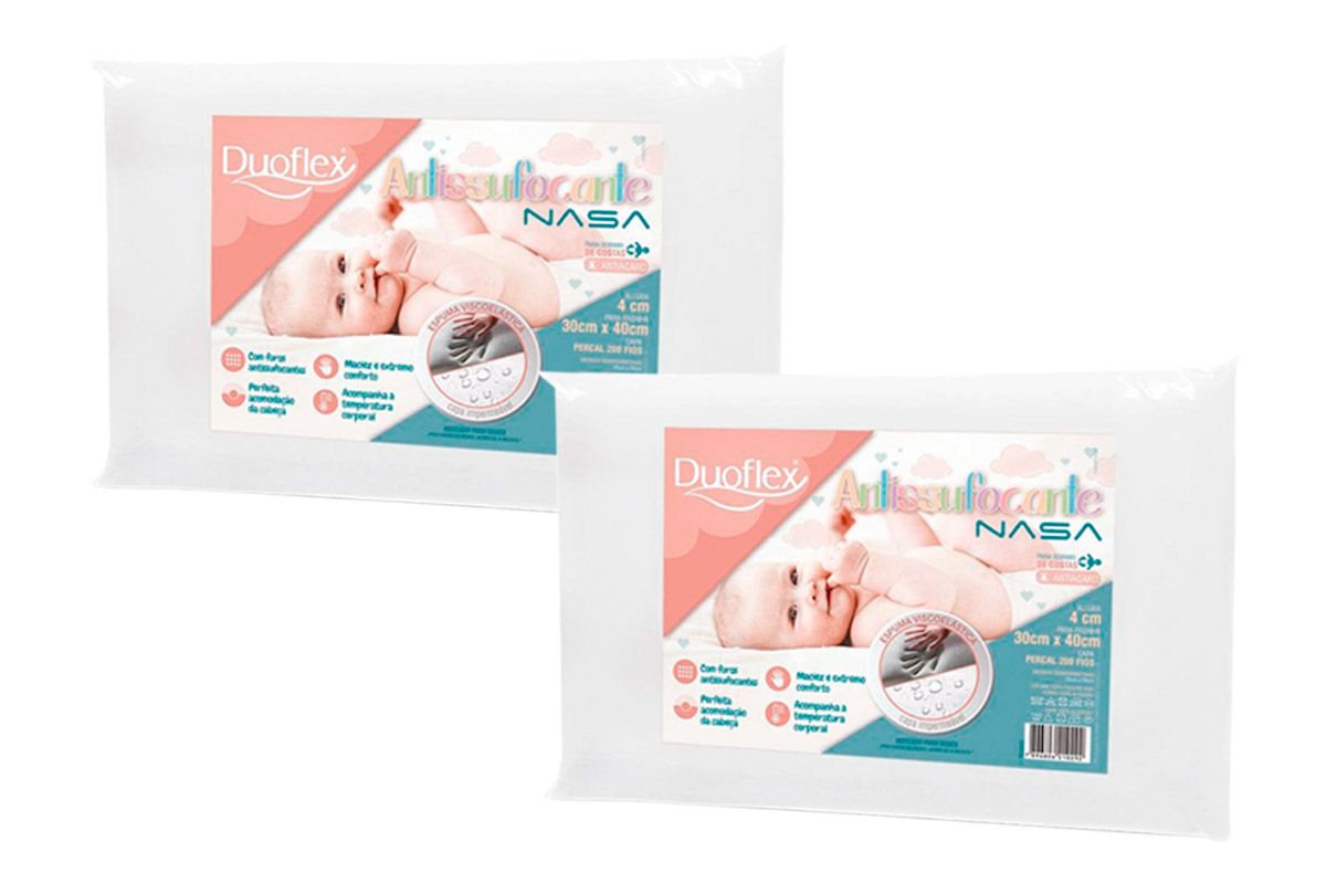Travesseiro Infantil BB3002 NasaBaby 200Fios 2Un Duoflex