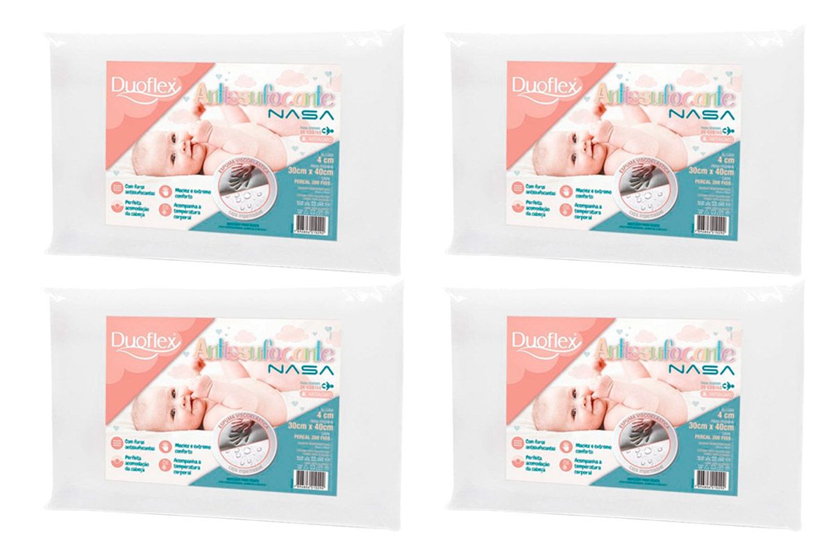 Travesseiro Infantil BB3002 NasaBaby 200Fios 4Un Duoflex
