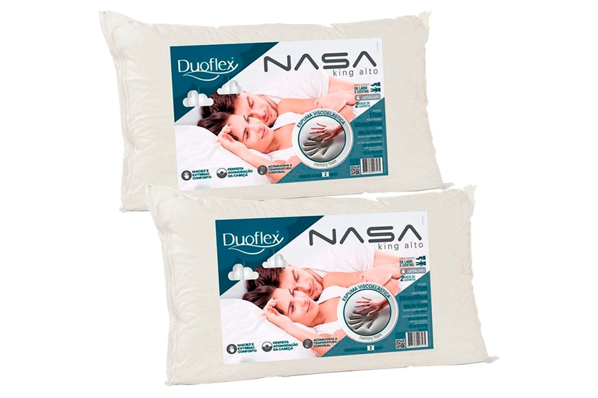 Travesseiro Viscoelástico Kit 2un Nasa Luxo NN1016 Duoflex