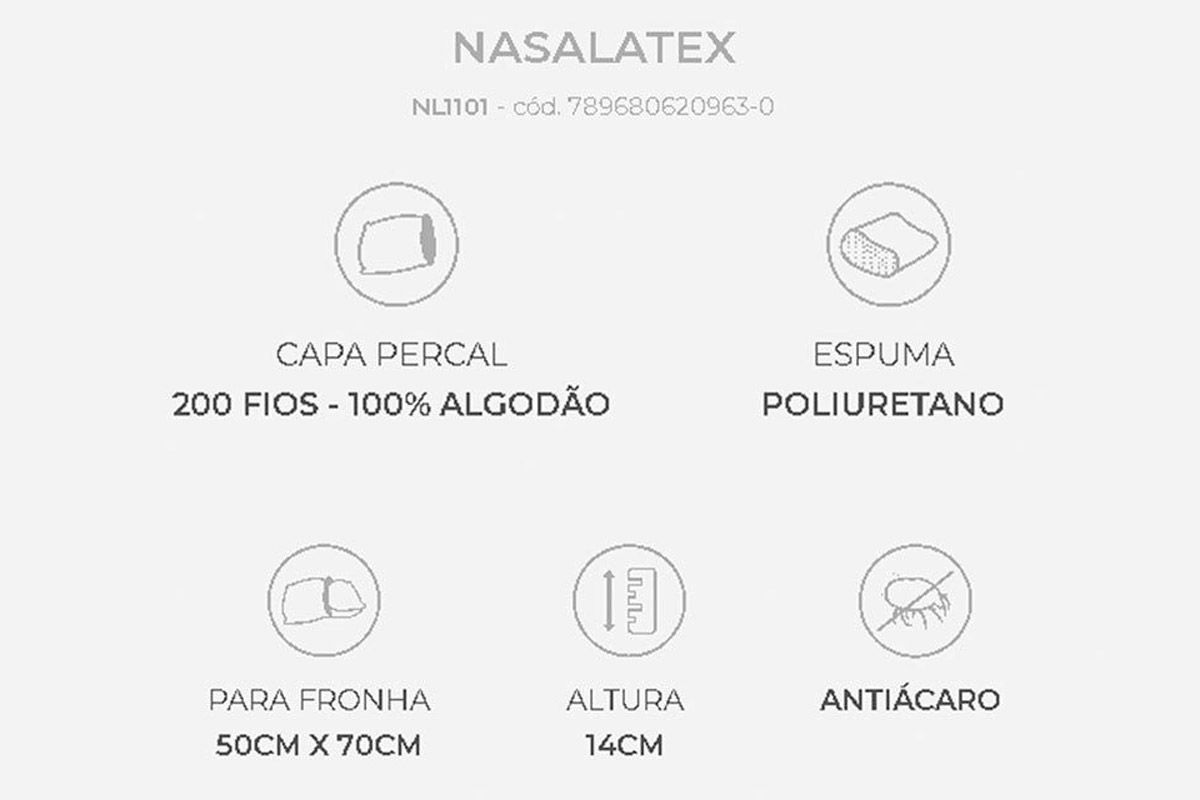 Travesseiro Látex Kit 2un Nasa NL1101 Duoflex