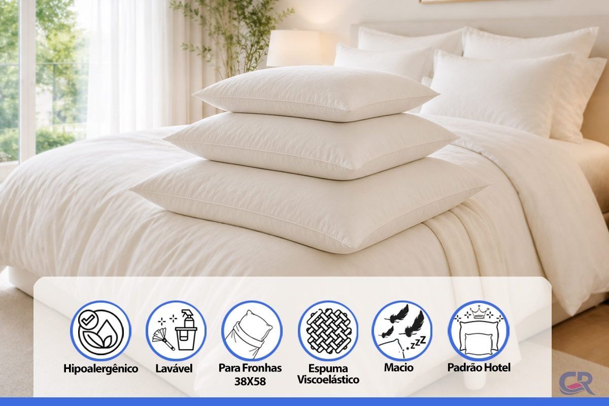 Travesseiro Viscoelástico Kit 4un Sky Slim Ortobom