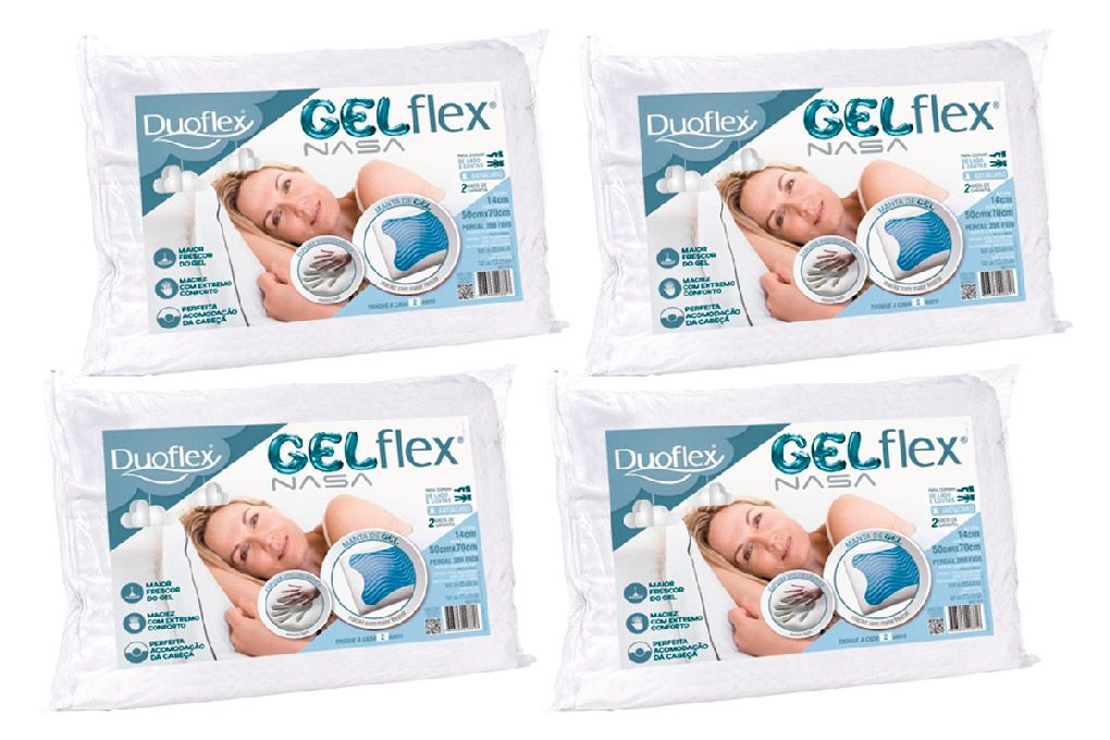Travesseiro Viscoelástico Kit 4un Gelflex GN1101 Duoflex