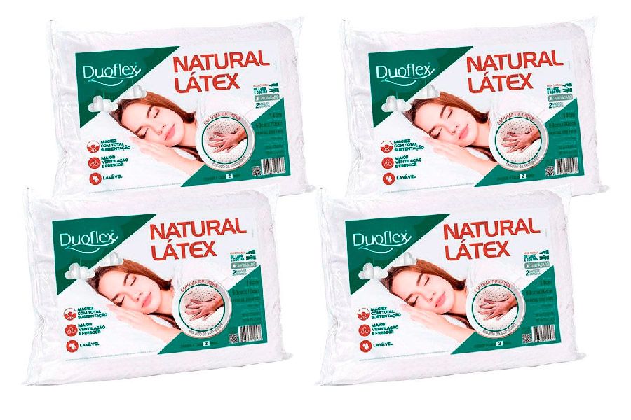 Travesseiro Látex Kit 4un LN1104 Lavável Duoflex