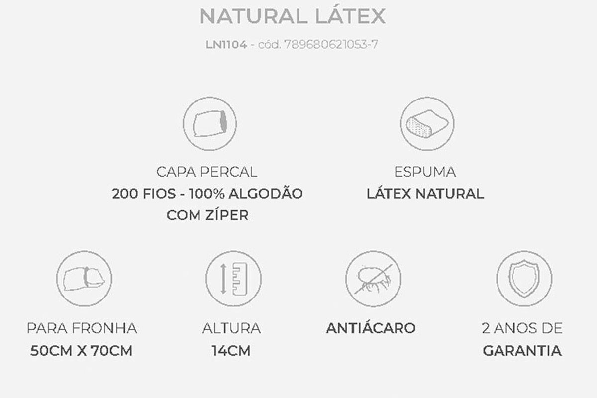 Travesseiro Látex Kit 4un LN1104 Lavável Duoflex