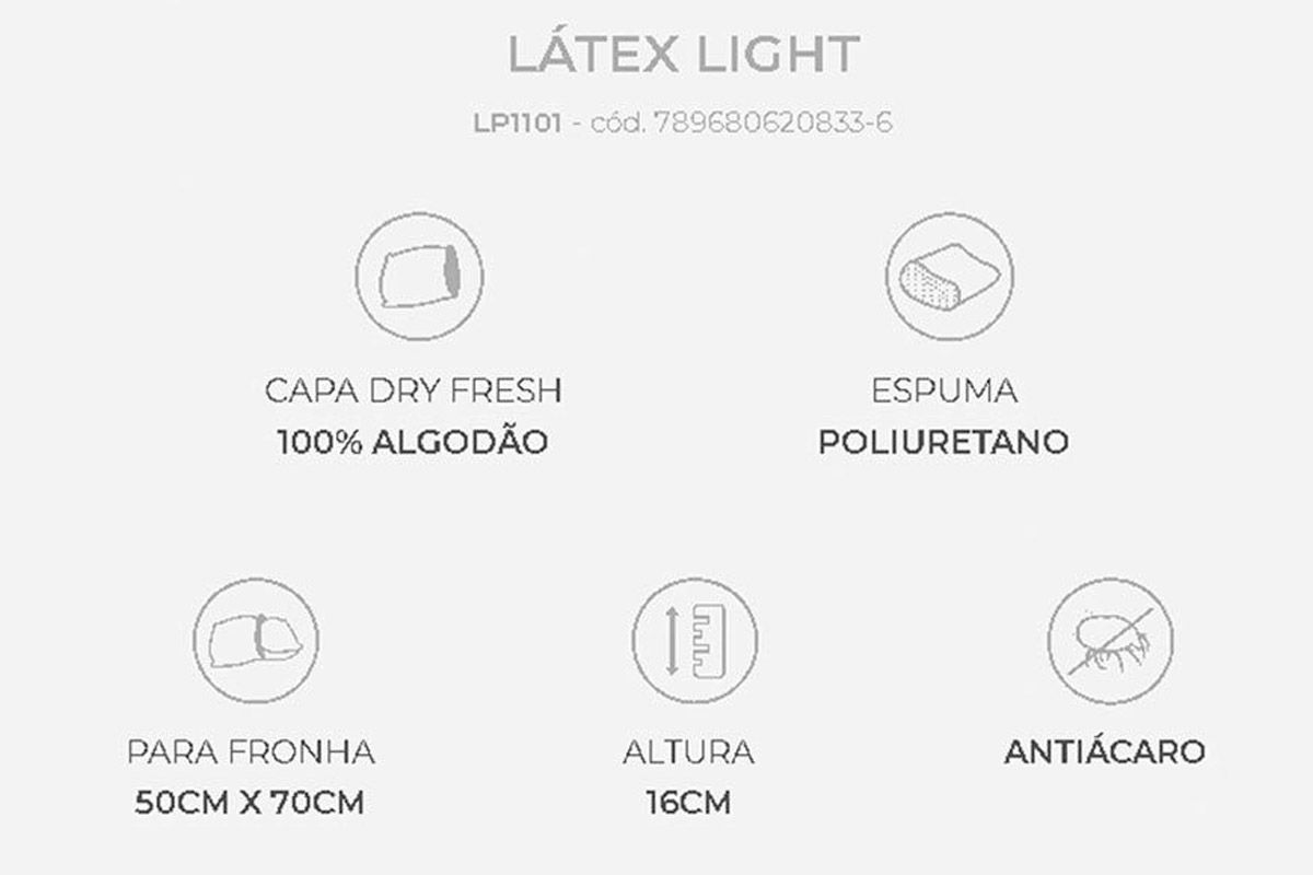 Travesseiro T. Látex Kit 4un Light LP1101 Duoflex