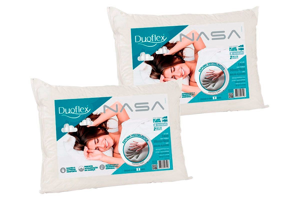 Travesseiro Viscoelástico Kit 2un Nasa NS1114 Duoflex