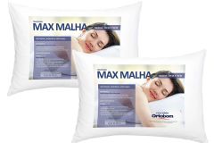 Travesseiro Fibras Pluma Kit 2un Max Malha Ortobom