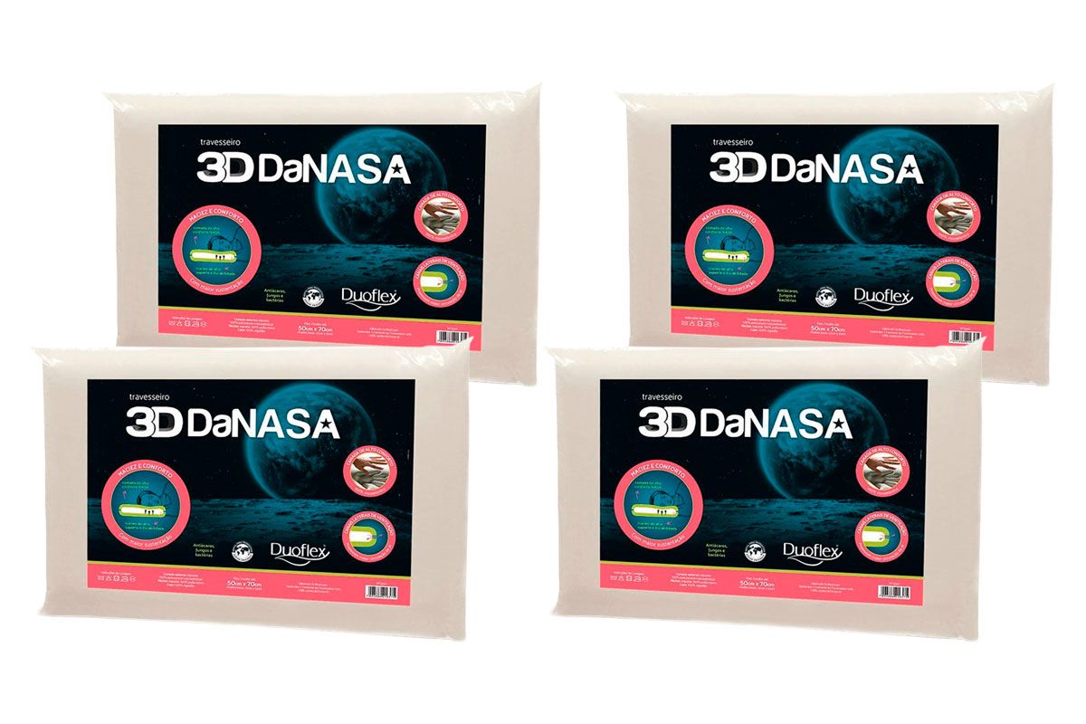 Travesseiro Viscoelástico Kit 4un 3D DT3240 Duoflex