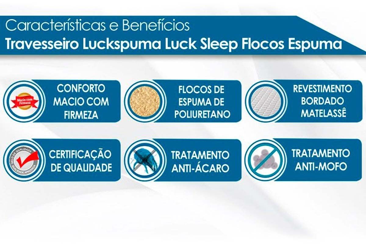 Travesseiro Espuma Sleep Flocos Kit 2un Luckspuma