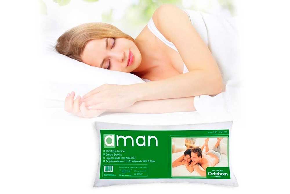 Travesseiro Fibras Pluma Kit 4un Aman Corpo Ortobom