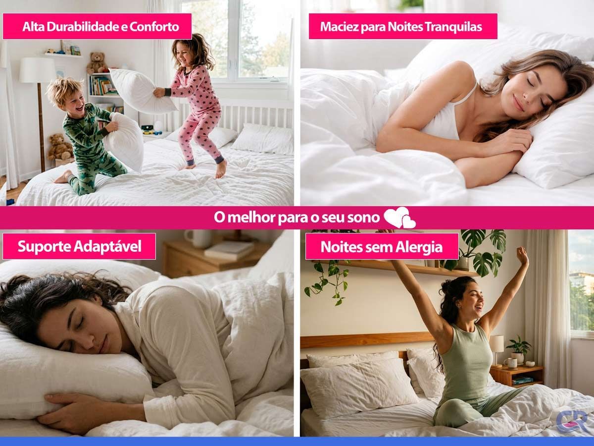 Travesseiro Fibras Pluma Kit 4un Aman Corpo Ortobom