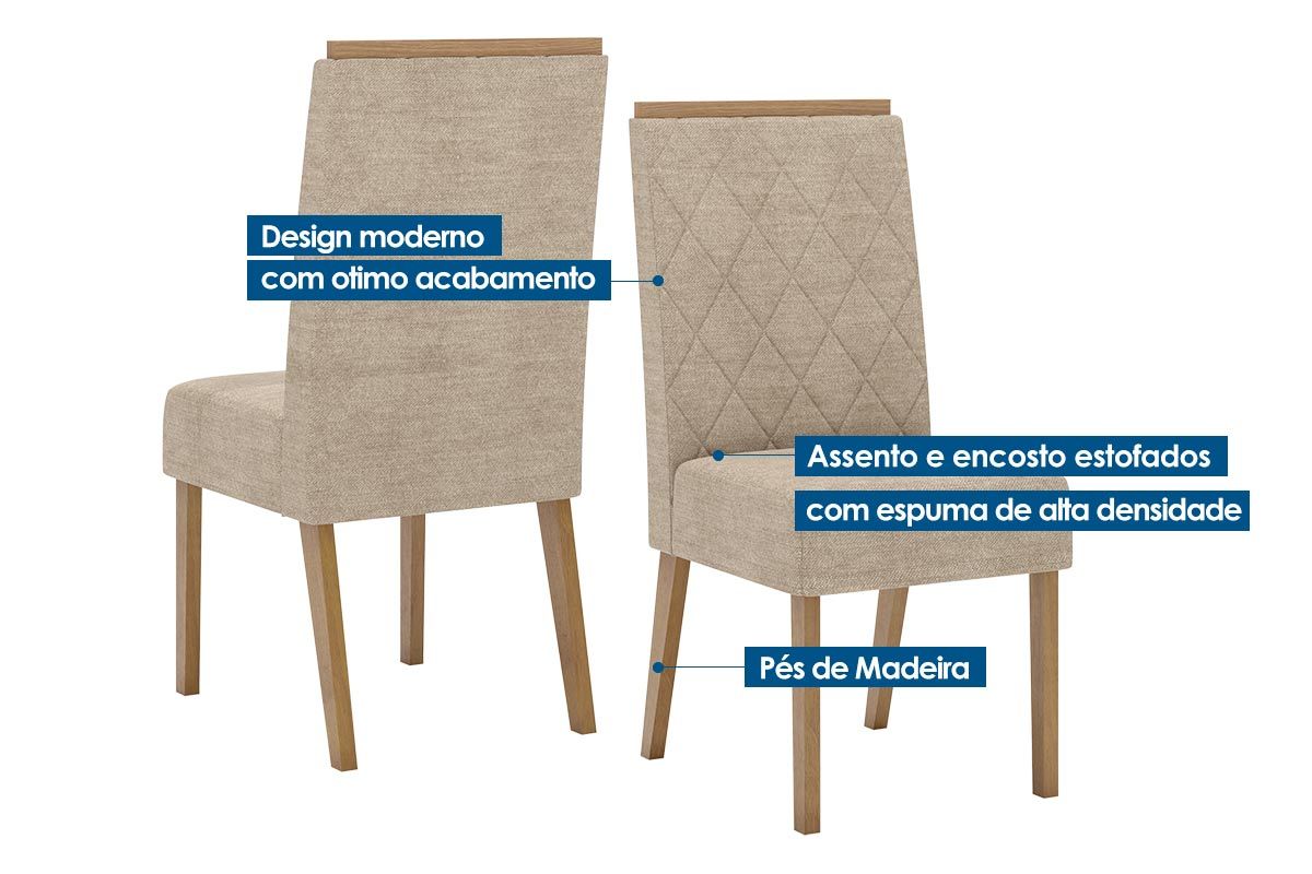 Sala de Jantar Completa Dora c/ Tampo Madeirado 90x90cm e 4 Cadeiras Nina - Henn