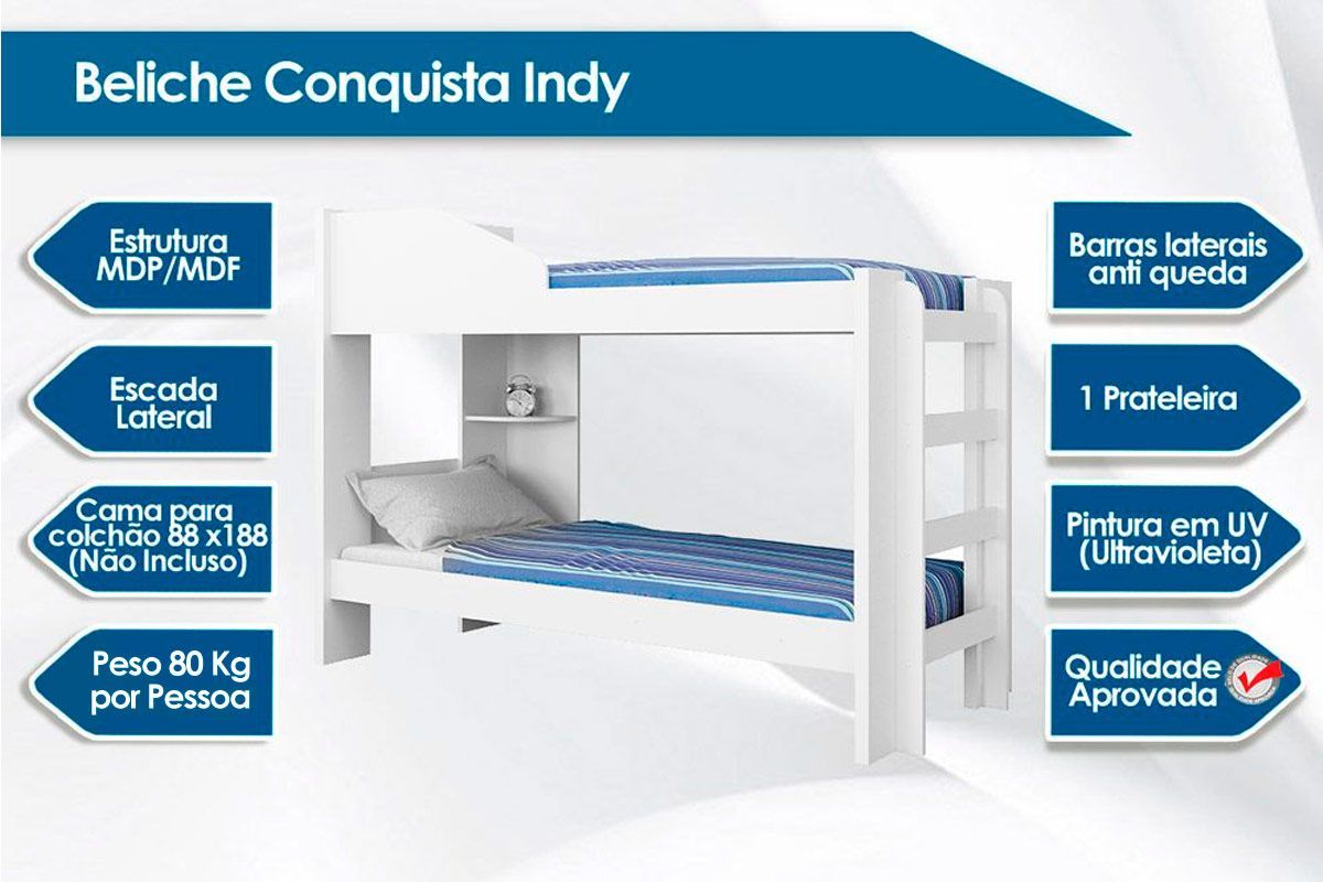 Colchão D20 Comfortpedic Line (2un) + Beliche Indy