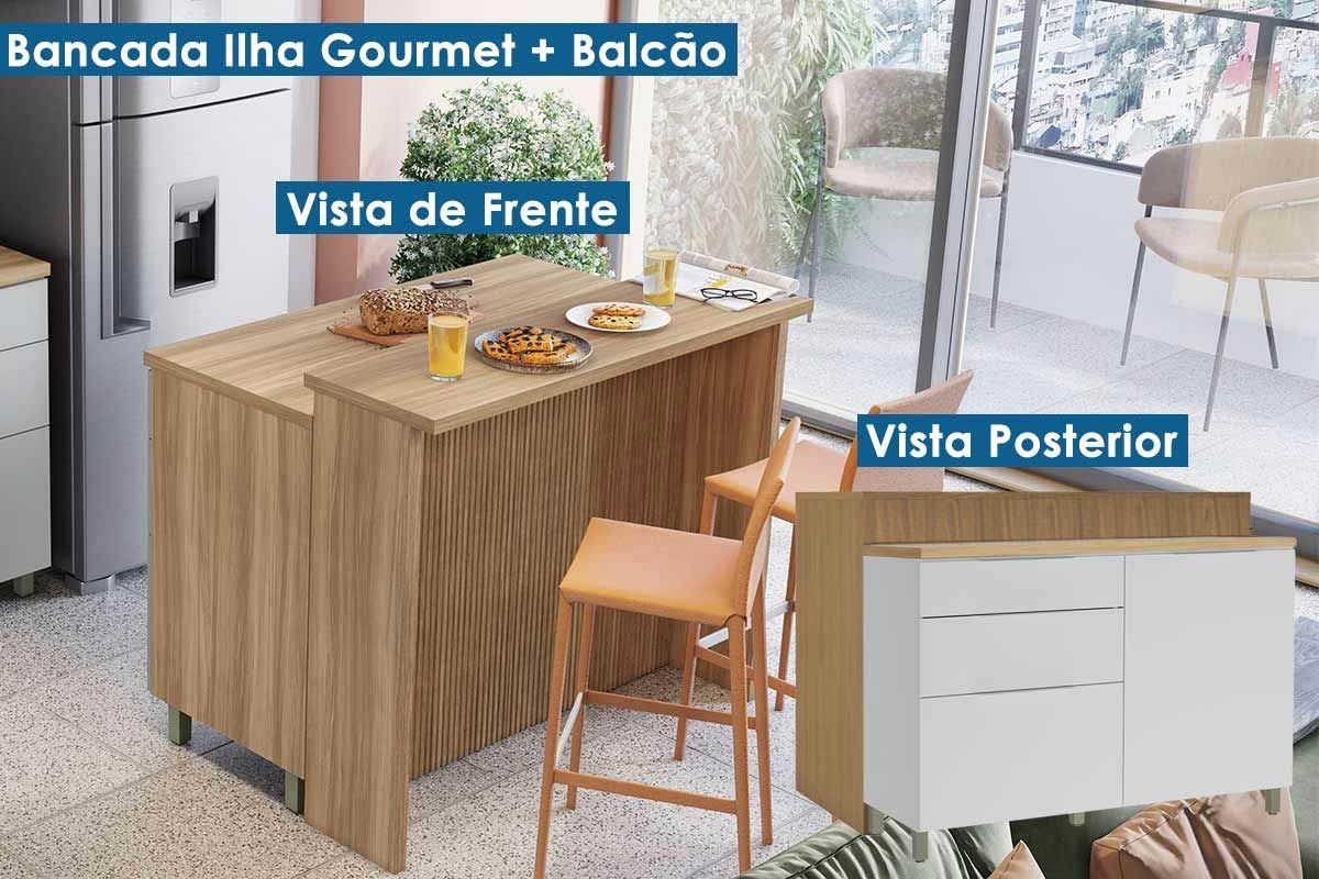 Bancada Ilha Cozinha Nesher Marquesa c/1 Porta 3Gavs 120cm