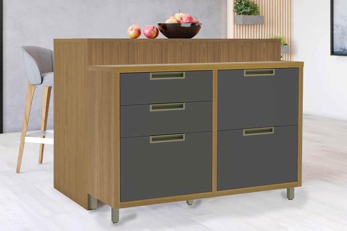 Bancada Ilha Cozinha Nesher Imperatriz c/1 Porta 4Gavs 120cm