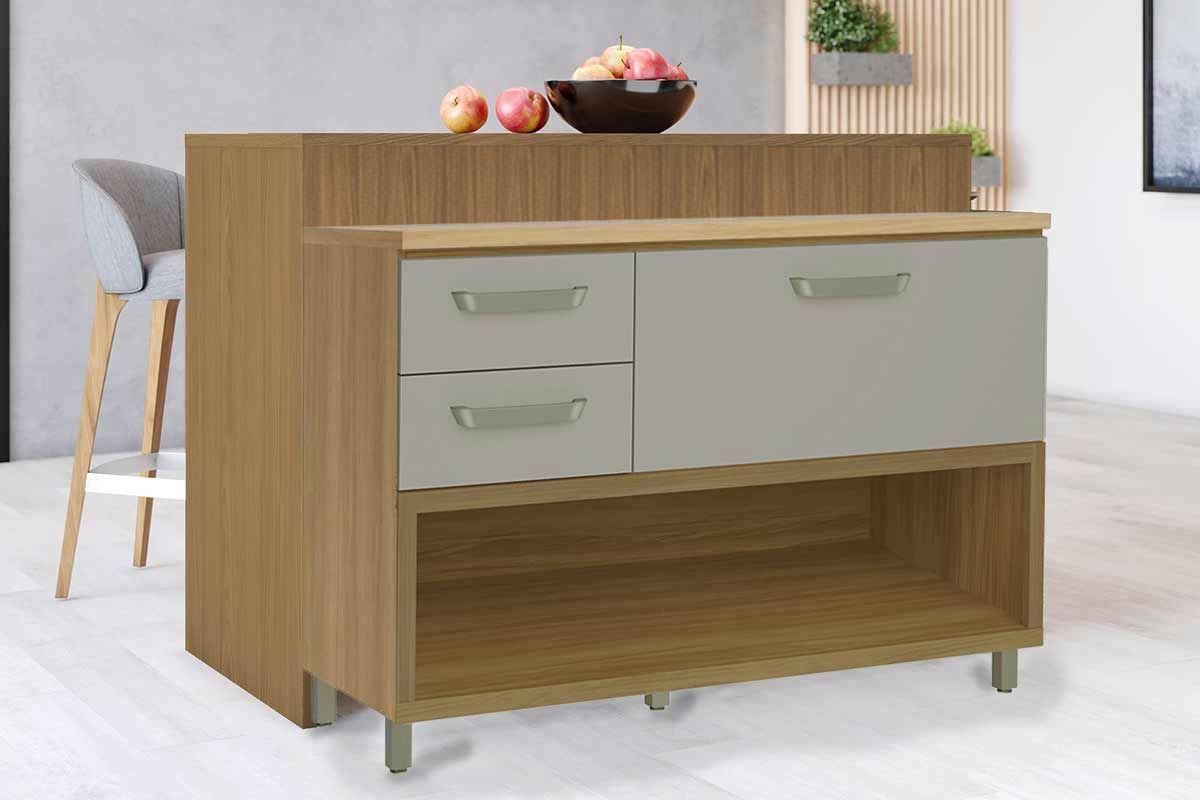 Bancada Ilha Cozinha Nesher Princesa c/1 Porta 2Gavs 120cm
