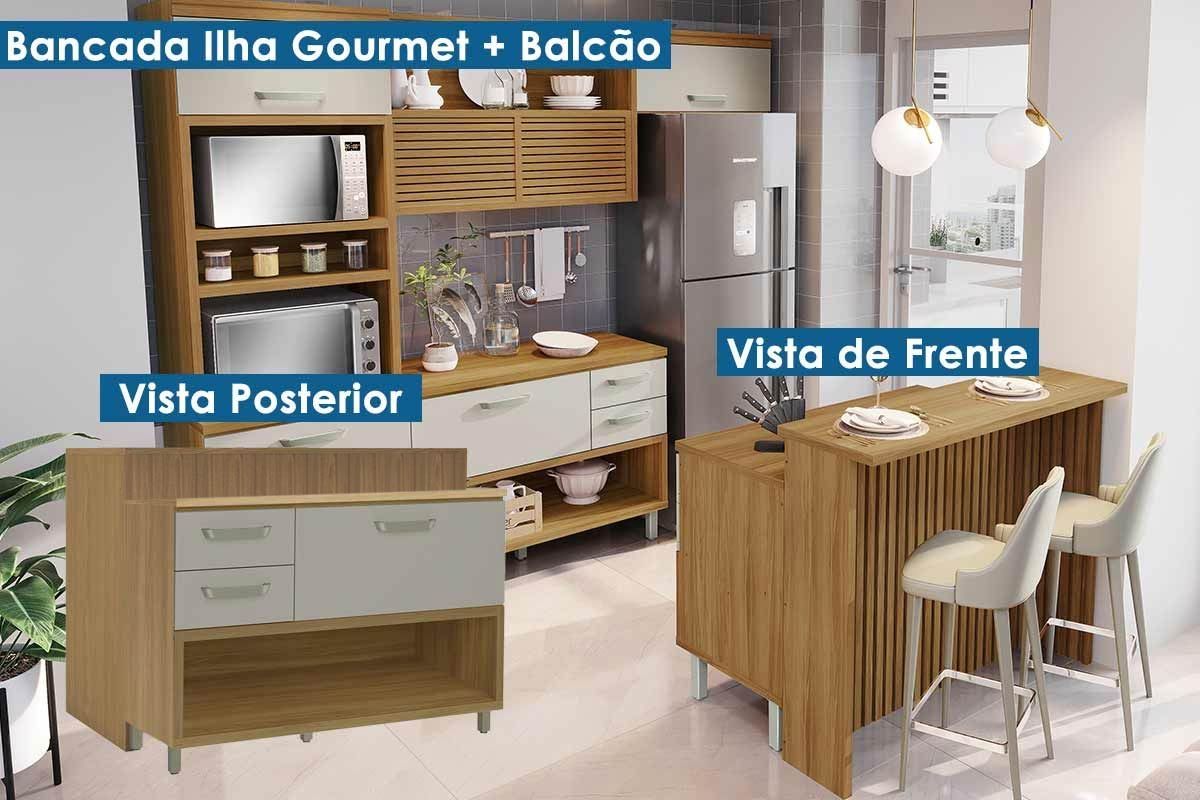 Bancada Ilha Cozinha Nesher Princesa c/1 Porta 2Gavs 120cm