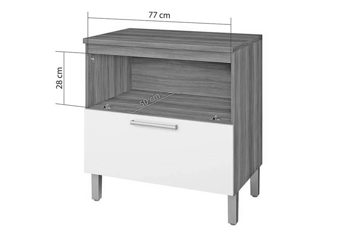 Bancada Ilha Cozinha Nesher Burguesa c/3 Portas 4Gavs