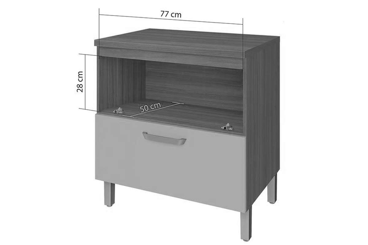 Bancada Ilha Cozinha Nesher Princesa c/2 Portas 3Gavs 200cm