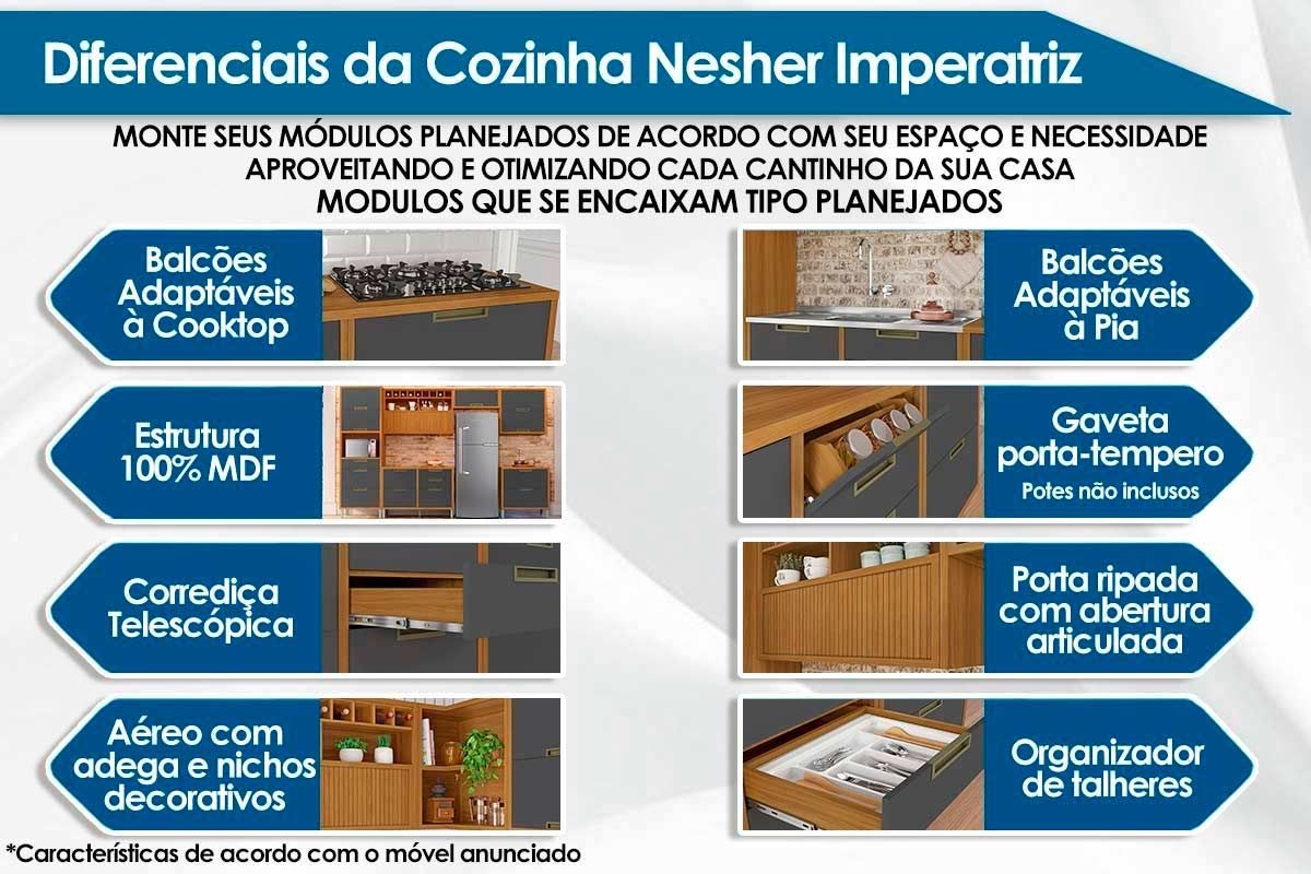 Cozinha Completa Nesher 9 Peças Imperatriz C9P62