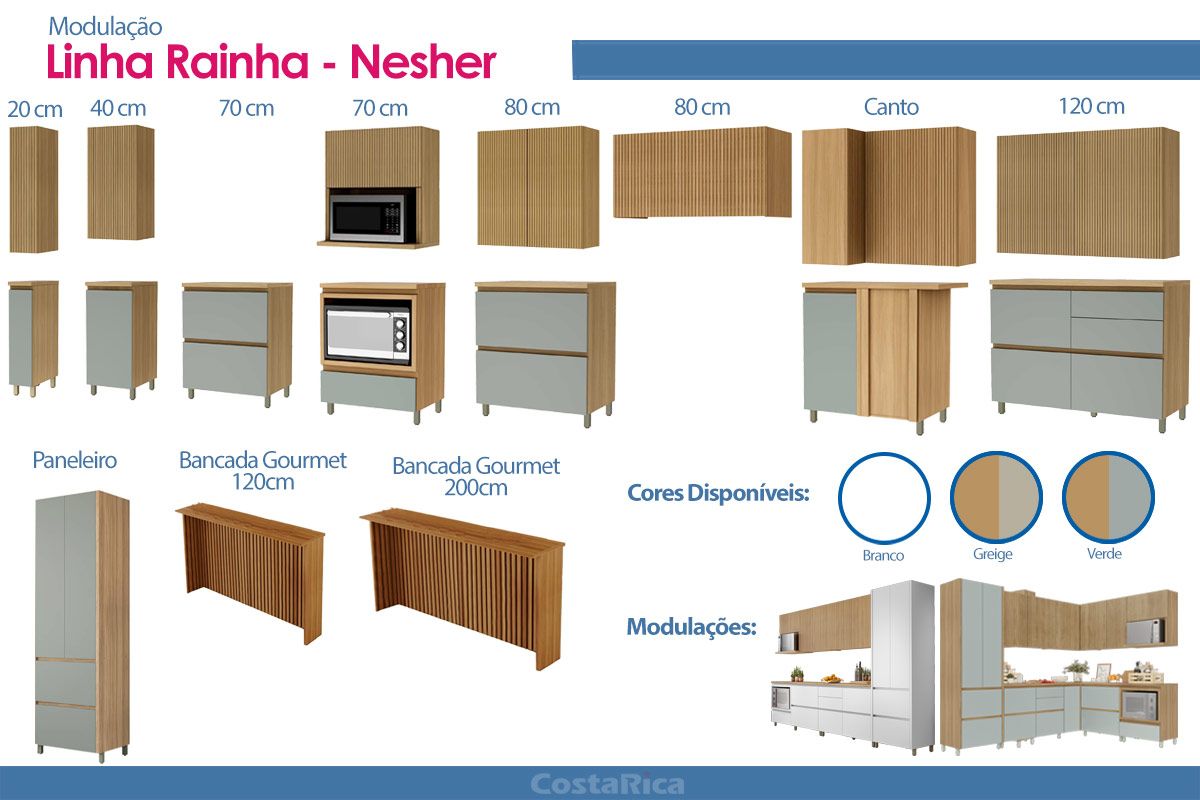 Cozinha Completa Nesher 4 Peças Rainha C4P159