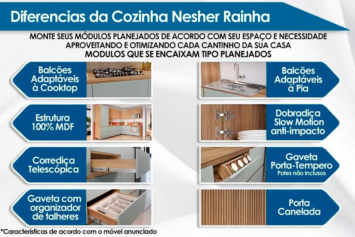 Cozinha Completa Nesher 6 Peças Rainha C6P89