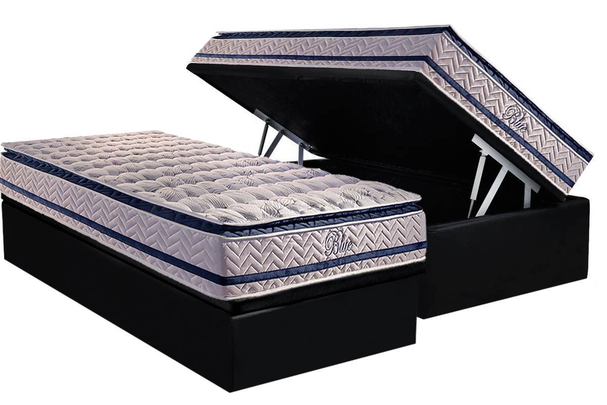 Cama Box Baú CRC +Colchão Molas Blue Paropas